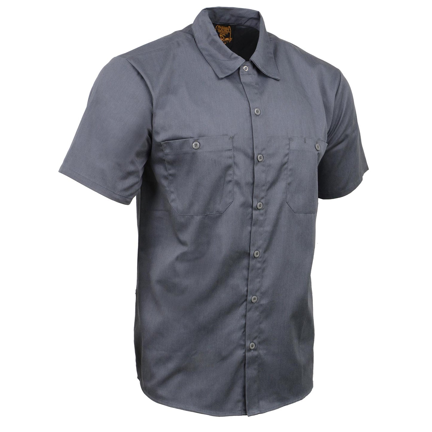 Milwaukee Leather Men’s Classic Button-Up Mechanic Durable Work Shirt - Short Sleeve Cotton Twill Garage Shirt