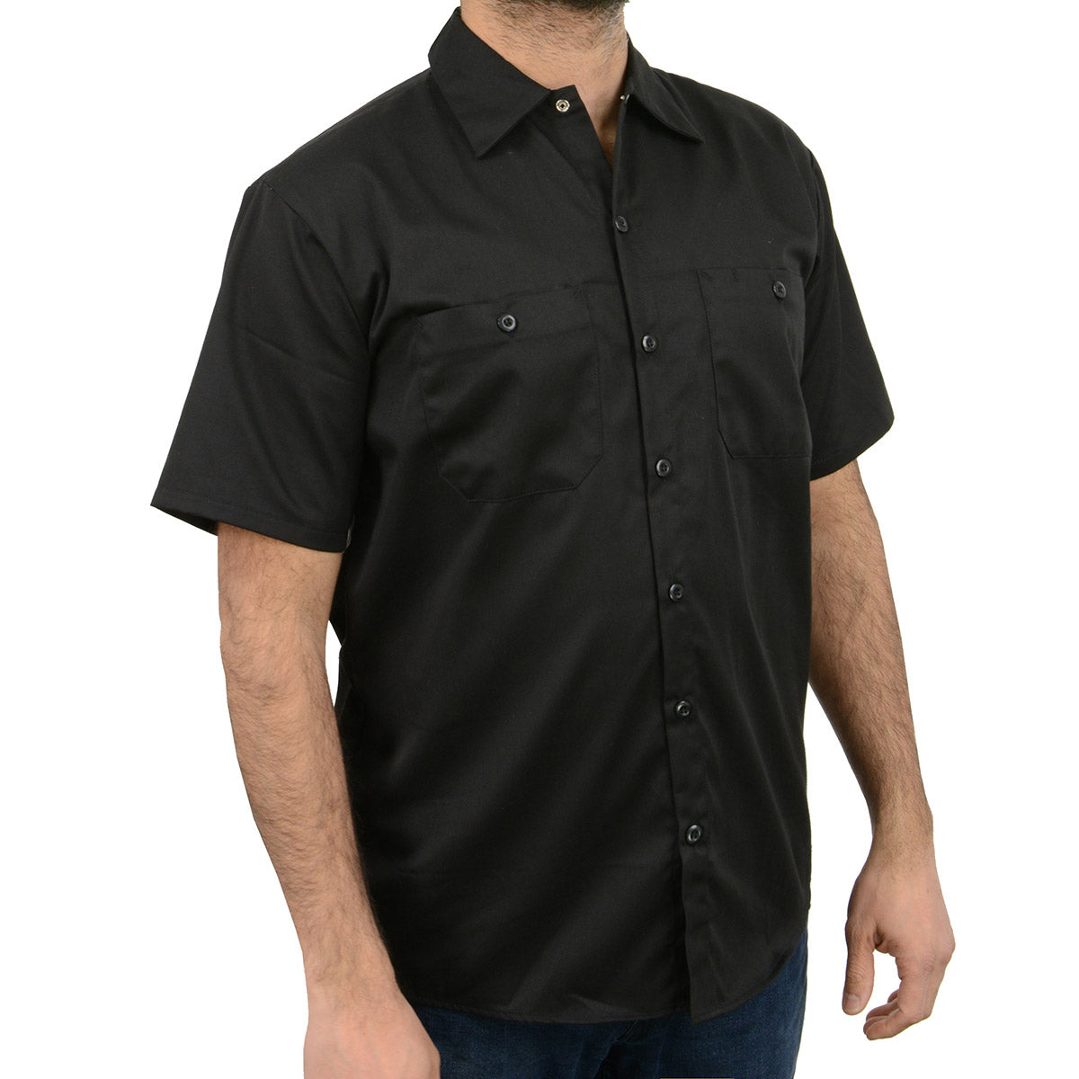 Milwaukee Leather MDM11669 Men's Black Button Up Heavy Duty