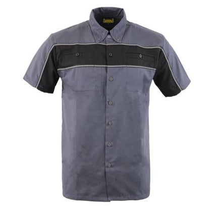 Milwaukee Leather MDM11671.149 Men's Grey and Black Button Up Heavy-Duty Work Shirt for | Classic Mechanic Work Shirt