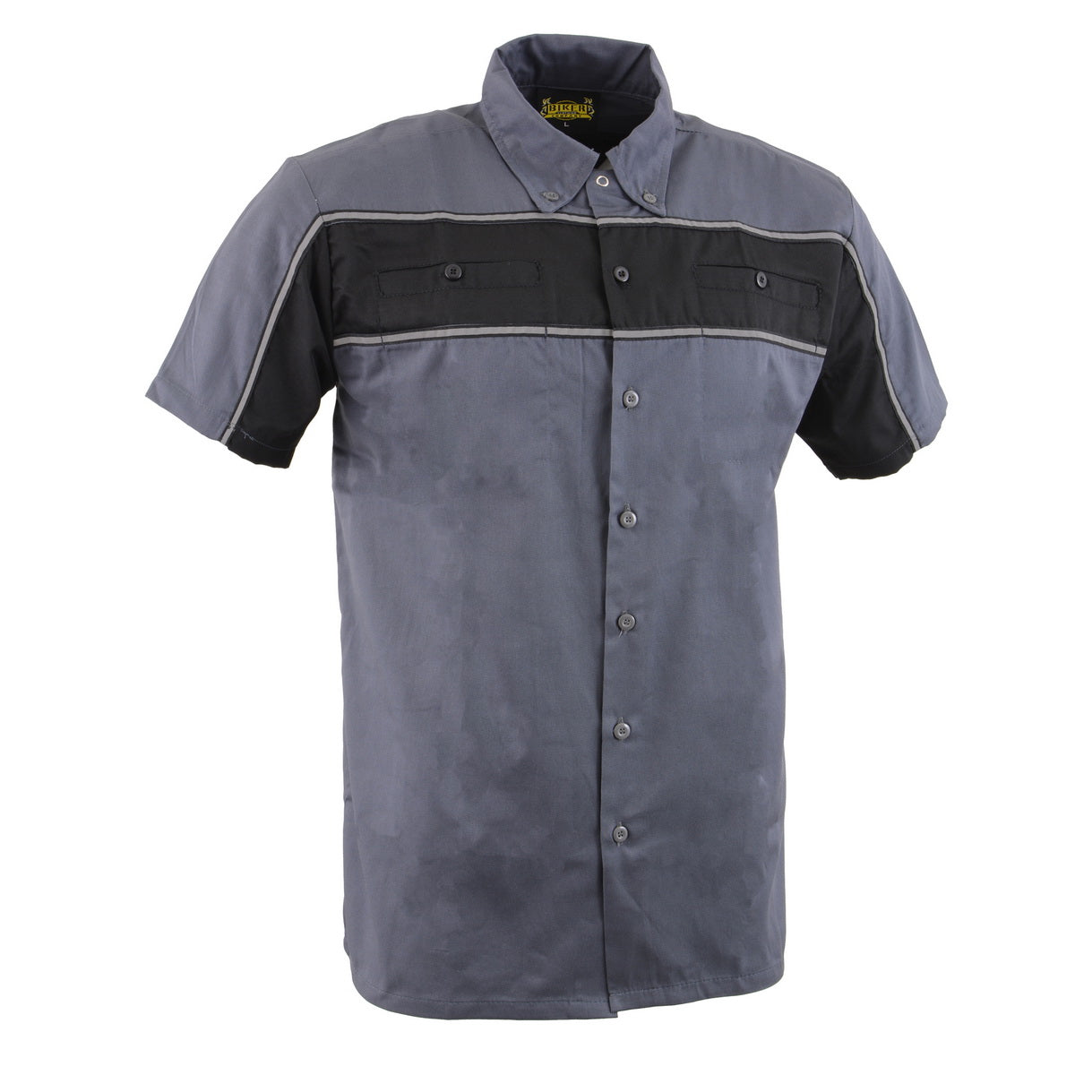 Milwaukee Leather MDM11671.149 Men's Grey and Black Button Up Heavy-Duty Work Shirt for | Classic Mechanic Work Shirt