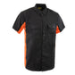 Biker Clothing Co. MDM11676 Black and Orange Button Up Heavy-Duty Work Shirt for Men's, Classic Mechanic Work Shirt