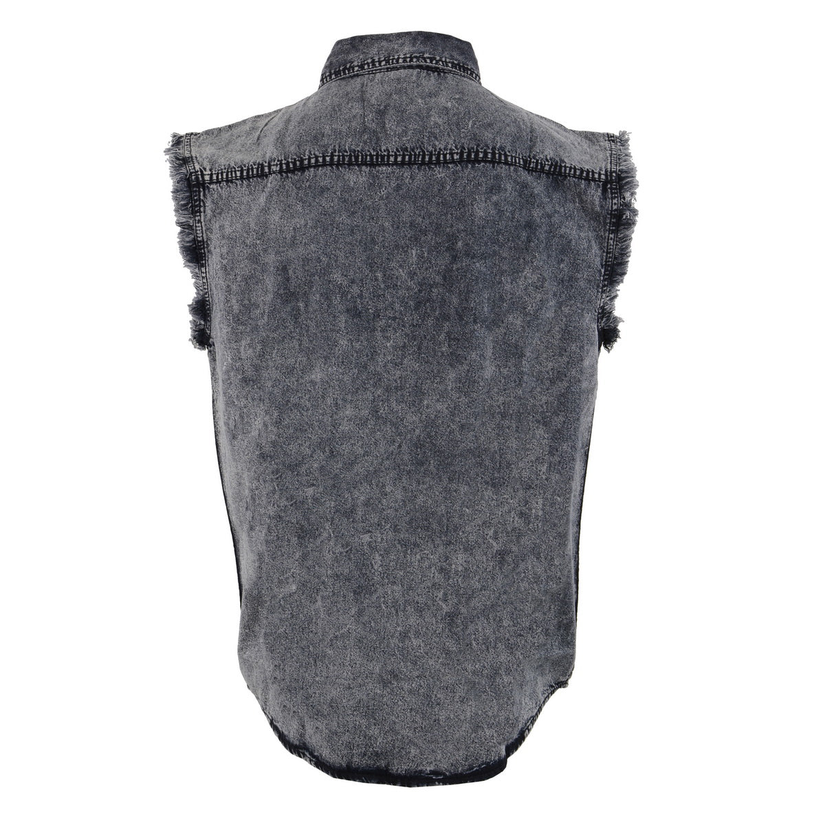 Biker Clothing Co. MDM11678.119 Men’s Grey and Black Cut Off Denim Button Down Shirt