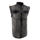 Biker Clothing Co. MDM11683.45 Men’s Beige and Black Cut Off Button Down Denim Shirt