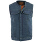Milwaukee Leather MDM3001 Men's Collarless Blue Denim Club Style Vest with Dual Closure