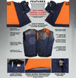 Milwaukee Leather MDM3004 Men's 'Brute' Concealed Snap Blue Denim and Black Leather Club Style Vest w/ Hidden Zipper