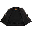 Milwaukee Leather MDM3006 Men's 'Brute' Black Denim and Black Leather Club Style Vest w/ Hidden Dual Closure