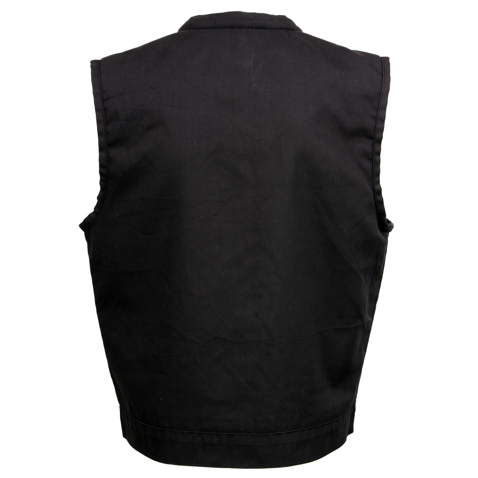 Milwaukee Leather MDM3007 Men's 'Brute' Concealed Snap Black Denim Club Style Vest w/ USA Flag Liner