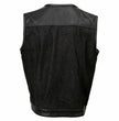 Milwaukee Leather MDM3008 Men's 'Brute' Black Perforated Leather and Denim Club Style Vest w/ Hidden Dual Closure
