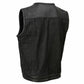 Milwaukee Leather MDM3008 Men's 'Brute' Black Perforated Leather and Denim Club Style Vest w/ Hidden Dual Closure