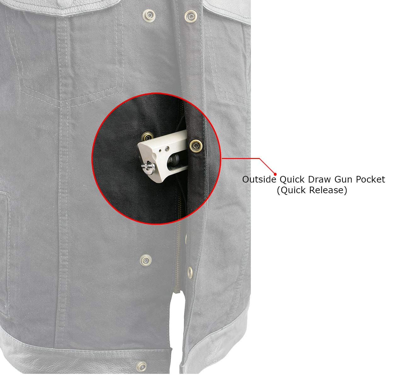 Milwaukee Leather MDM3010 Men's Black Denim Club Style Vest with Leather Trim and Hidden Zipper