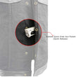 Milwaukee Leather MDM3011 Men's Black 'Hidden Zipper' Side Lace Motorcycle Rider Denim Vest w/ Leather Trim
