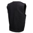 Milwaukee Leather MDM3012 Men's 'Brute' Black Denim Club Style V-Neck Motorcycle Vest w/ Dual Closure