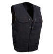 Milwaukee Leather MDM3012 Men's 'Brute' Black Denim Club Style V-Neck Motorcycle Vest w/ Dual Closure