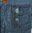 Milwaukee Leather MDM3012 Men's 'Brute' Concealed Snap Blue Denim V-Neck Club Style Vest w/ Hidden Zipper