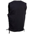 Milwaukee Leather MDM3013 Men's 'Brute' Concealed Snap Black Denim V-Neck Side Lace Club Style Vest w/Hidden Zipper