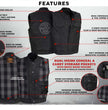 Milwaukee Leather MDM3025 Men’s Black Waxy Coated Denim Club Style Motorcycle Rider Vest w/ Shirt Collar w/ Shirt Collar