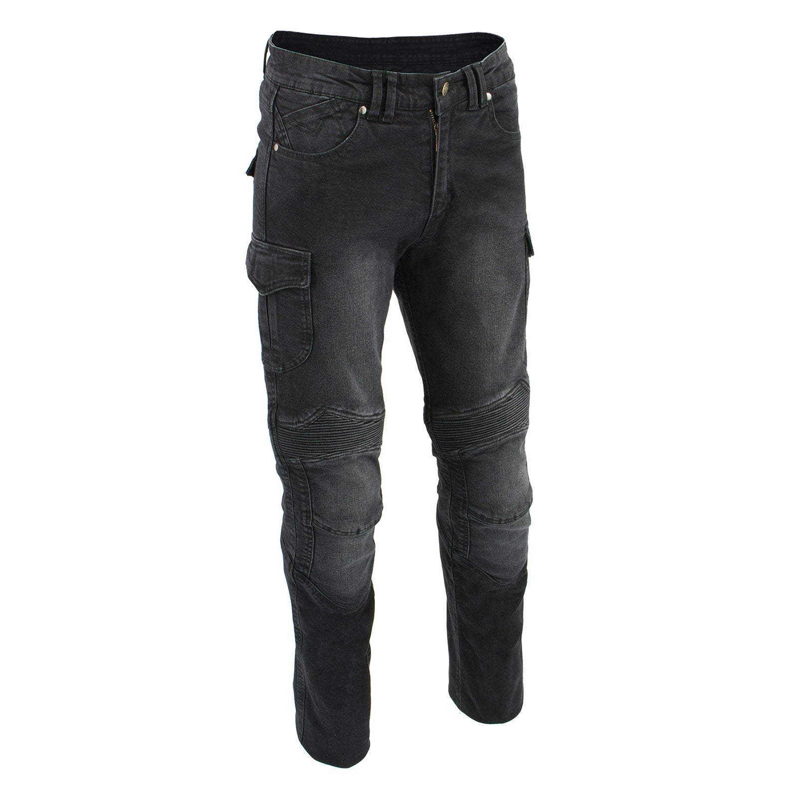 Milwaukee Leather MDM5010 Men's Black Knee Flex Armored Straight Cut Motorcycle Denim Jeans Reinforced with Aramid Fibers