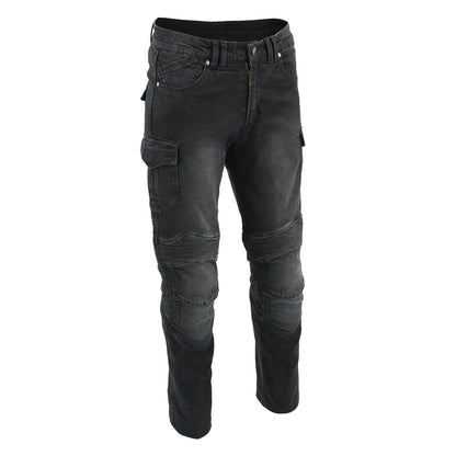 Milwaukee Leather MDM5011 Men's Black Knee Flex Armored Straight Cut Motorcycle Denim Jeans Reinforced with Aramid Fibers