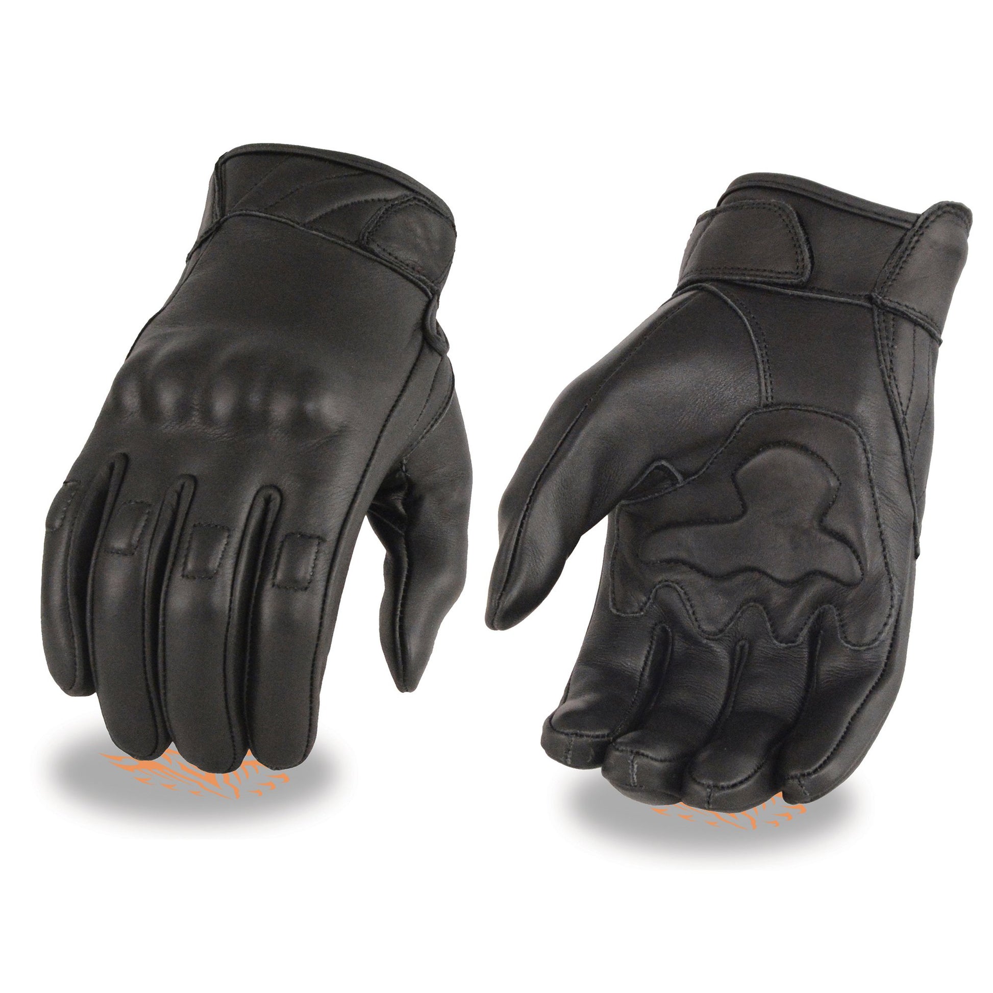 Milwaukee Leather MG7501 Men's Black Leather i-Touch Screen Compatible Gel Palm Motorcycle Gloves W/ Protective Knuckle