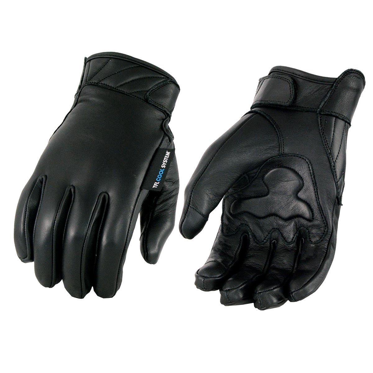 Milwaukee Leather MG7502 Men's Black Leather ‘Cool-Tec’ with i-Touch Screen Compatible Gel Palm Motorcycle Hand Gloves