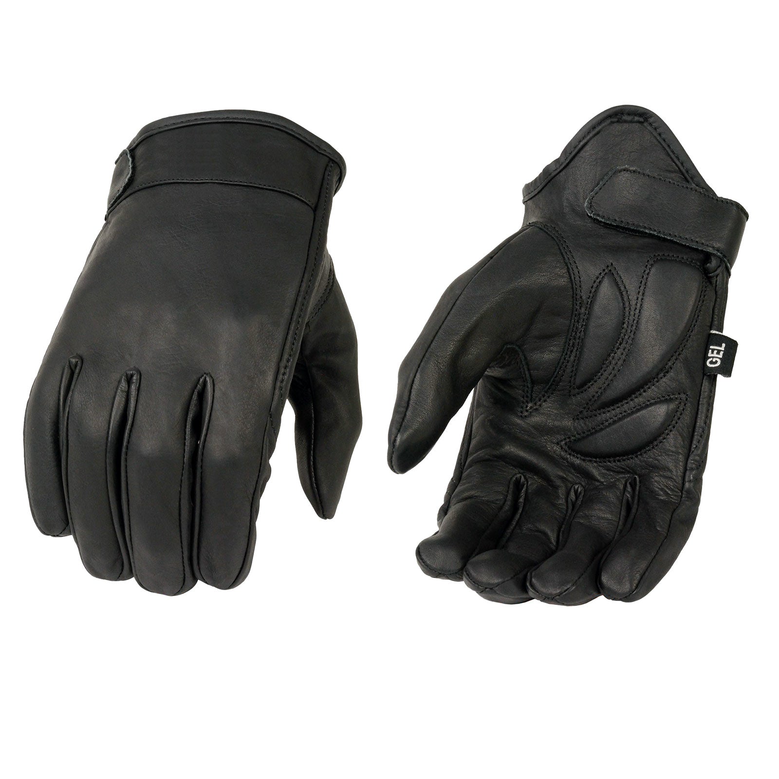 Milwaukee Leather MG7510 Men's Black Leather Gel Padded Palm Short Wrist Motorcycle Hand Gloves W/ ‘Full Panel Cover’