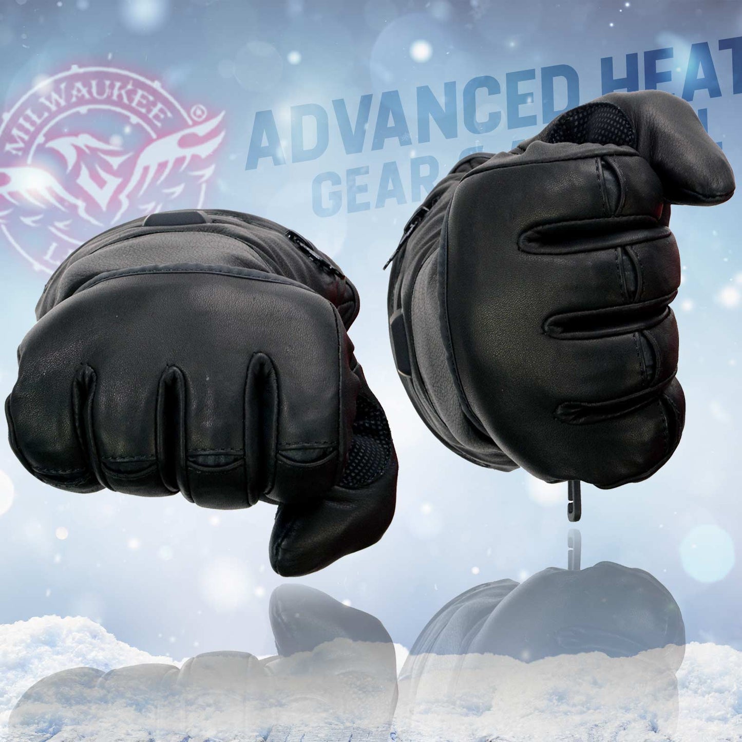 Milwaukee Leather MG7513SET Men’s Heated Winter Gloves for Motorcycle Ski Hunting w/ Battery/Harness Wire and i-Touch