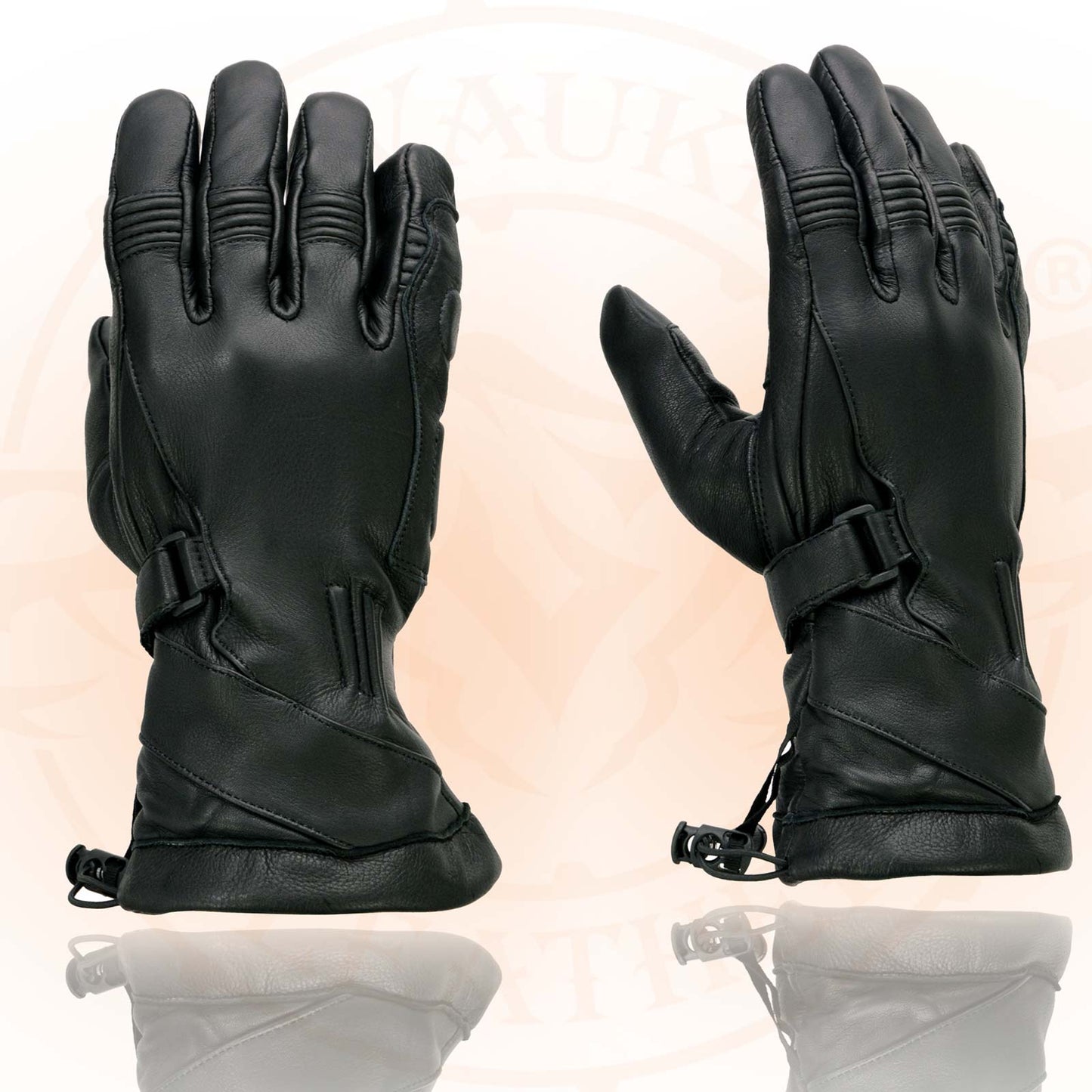 Milwaukee Leather MG7518 Men's Black Deerskin Gauntlet Motorcycle Hand Gloves w/ i-Touch Screen Compatibility
