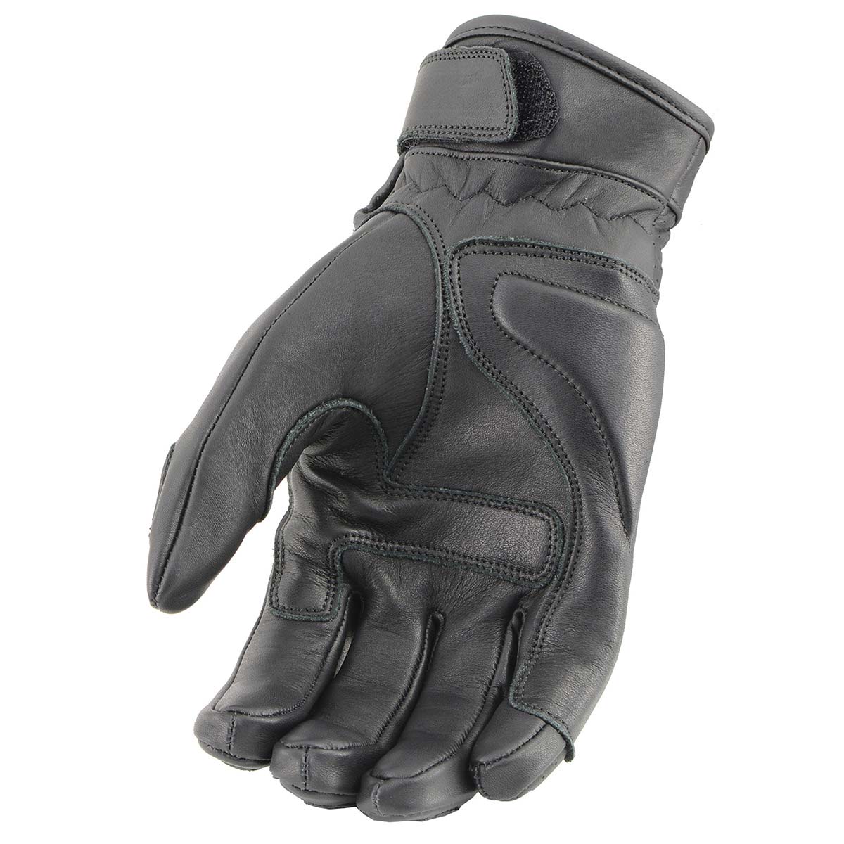 Milwaukee Leather MG7526 Men's Black Leather i-Touch Screen Compatible Gel Palm Racer Motorcycle Gloves w/ Finger Protection