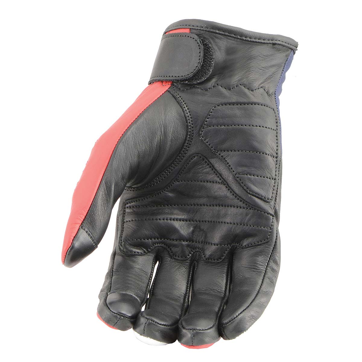 Milwaukee Leather MG7527 Men's Black Leather i-Touch Screen Compatible Motorcycle Hand Gloves w/ Stars and Stripes
