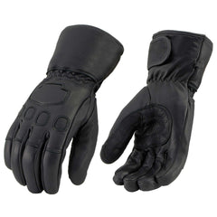 Milwaukee Leather MG7534 Men's Black Deerskin Gauntlet Motorcycle Gloves w/ Wrist Strap & Cinch Closure