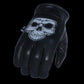 Milwaukee Leather MG7571 Men's Black ‘Col-Tec’ Leather ‘Reflective Skull’ Motorcycle Hand Gloves W/ Gel Padded Palm