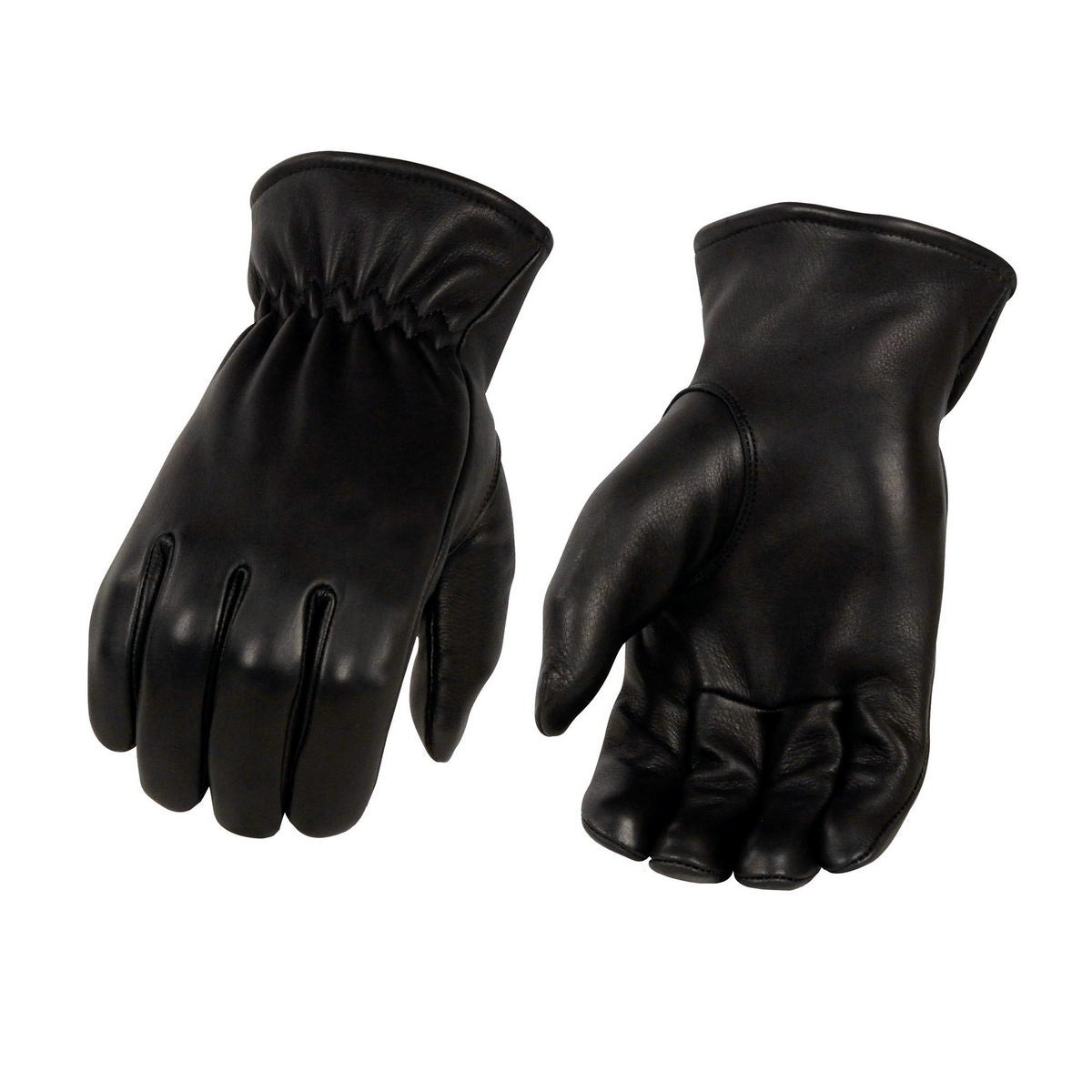 Milwaukee Leather MG7596 Men's Black ‘Cool-Tec’ Leather Motorcycle Rider Unlined Gloves W/ Sinch Wrist Closure
