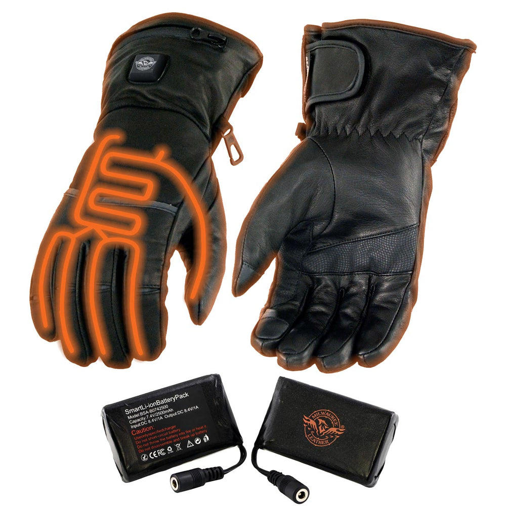 Milwaukee Leather MG7713SET Women s Heated Black Leather Winter Gloves LeatherUp USA