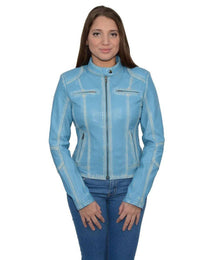 Milwaukee Leather SFL2830 Women's Aqua Scuba Style Sheepskin Fashion Leather Jacket