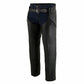 Milwaukee Leather Chaps for Men's Black Naked Leather Snap Out Thermal Lined - Slash Pocket Motorcycle Chap- ML1103
