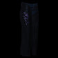 Milwaukee Leather Chaps for Women Black and Purple Low-Rise Waist- Double Buckle Reflective Embroidery Motorcycle Chap- ML1187