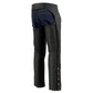 Milwaukee Leather Chaps for Men's Black Naked Leather - Thigh Pocket with Zipper Mesh Lined Motorcycle Chap- ML1190