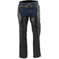 Milwaukee Leather Men's Black Premium Leather Snap Out Thermal Lined Motorcycle Rider Chaps- ML1191