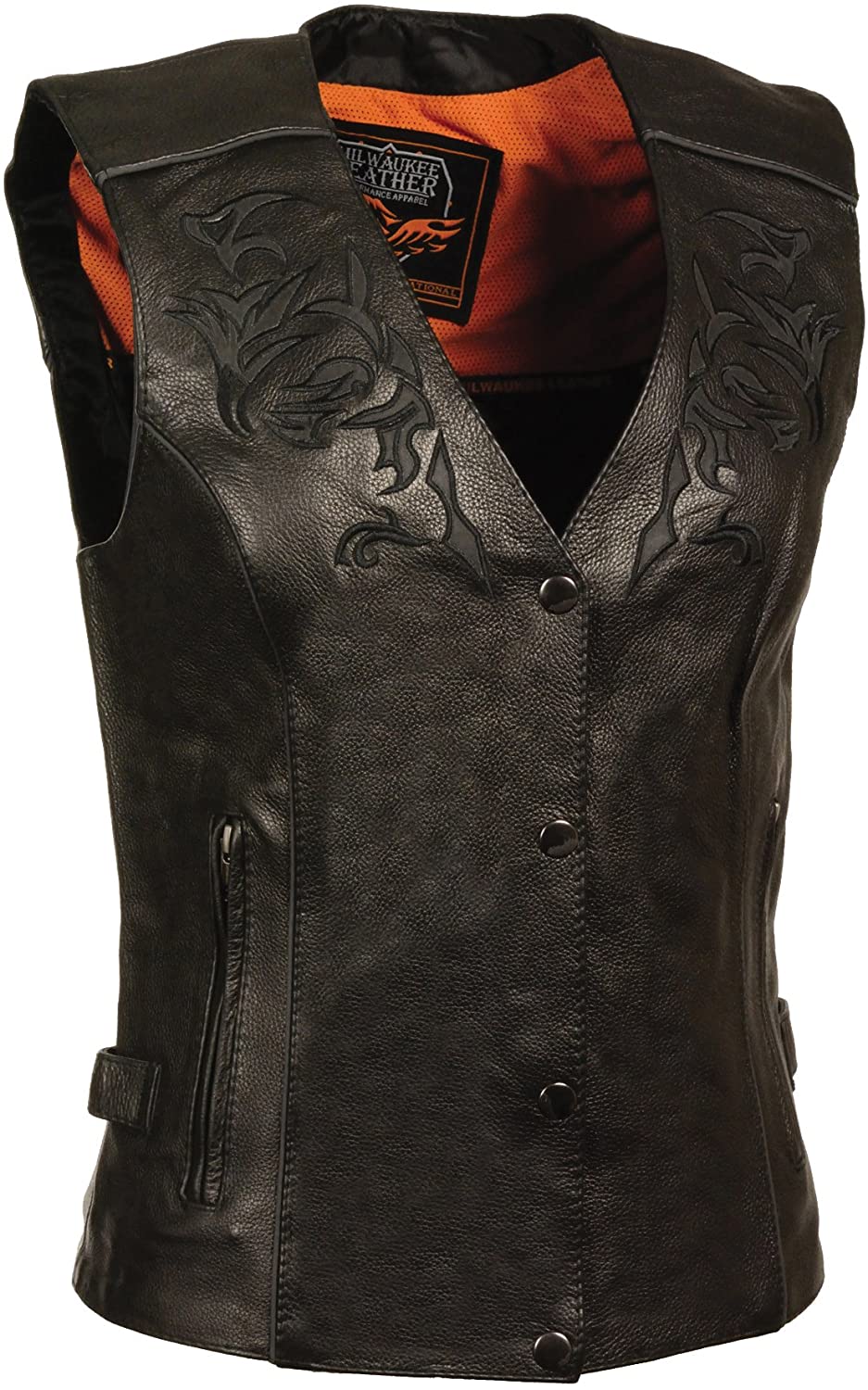 Milwaukee Leather ML1293 Women's  Black ‘Wing Studded’ Leather Vest