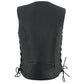 Milwaukee Leather ML1296 Women's Black Leather Side Lace Motorcycle Rider Vest- Reflective Piping and Black Skulls