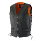 Milwaukee Leather ML1369 Men's Black Naked Leather Side Lace Motorcycle Rider Vest w/ Buffalo Nickel Snaps Closure