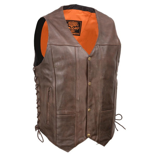Western Style Snap Vest Milwaukee Leather Men's Black Western