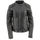 Milwaukee Leather X1952 Women's Embroidered Wing and Stud Design Black Leather Scooter Jacket