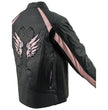 Milwaukee Leather ML1952 Women's Black and Pink Embroidered and Stud Design Scooter Jacket