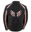 Milwaukee Leather ML1952 Women's Black and Pink Embroidered and Stud Design Scooter Jacket
