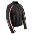 Milwaukee Leather ML1952 Women's Black and Pink Embroidered and Stud Design Scooter Jacket