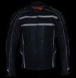 Milwaukee Leather ML2083 Men's Black Premium Leather Vented Motorcycle Rider Jacket w/ Reflective Piping