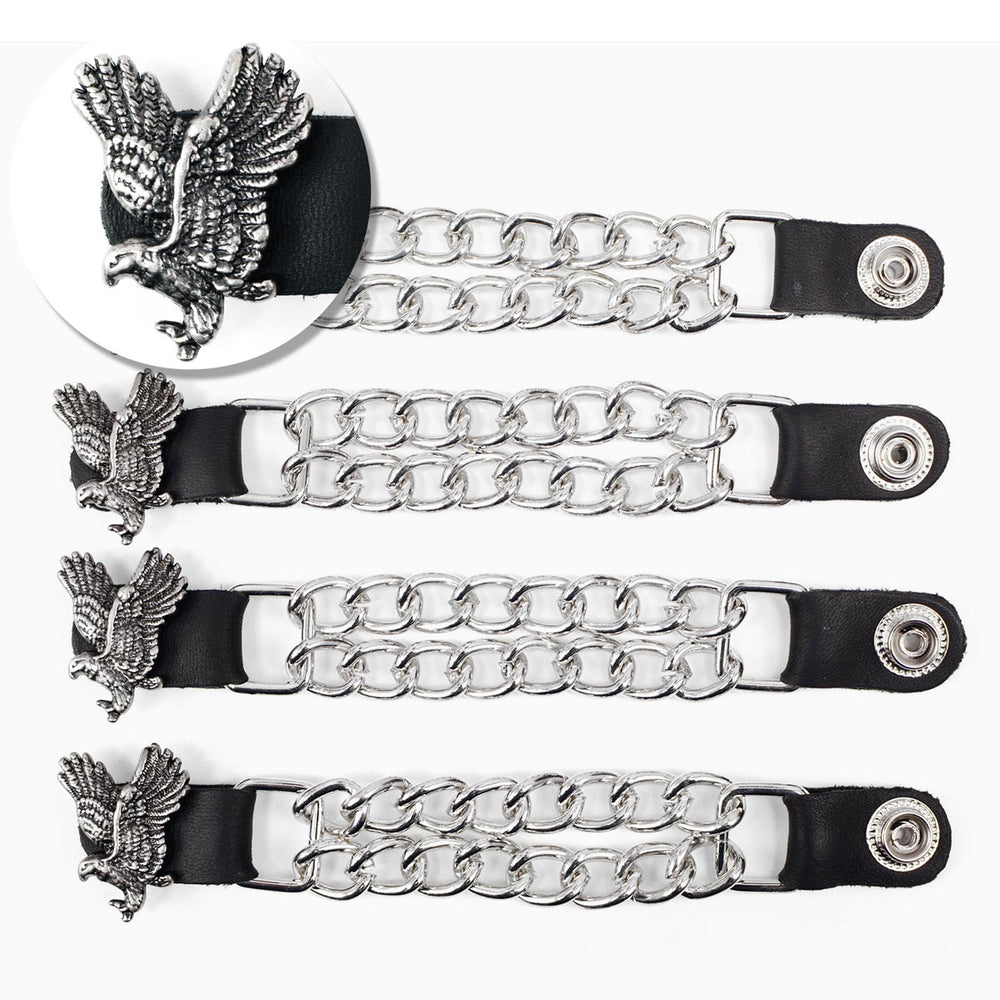 Milwaukee Leather Flying Eagle Medallion Vest Extender - Double Chrome Chains Genuine Leather 6.5