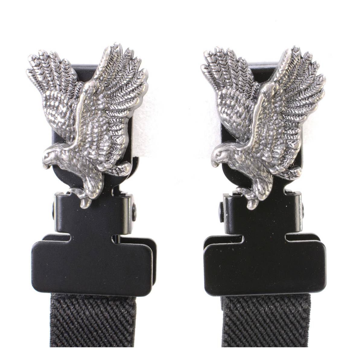 Milwaukee Leather MLA4005 Motorcycle Biker Silver Flying Eagle Elastic Bungee Clips for Chaps or Pants (Set of 2)