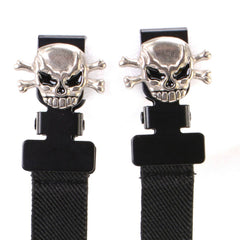 Milwaukee Leather MLA4009 Motorcycle Biker Skull and Bones Emblem Elastic Bungee Clips for Chaps or Pants (Set of 2)